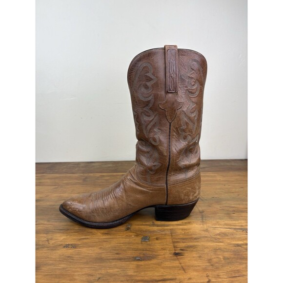 Vtg Lucchese 1883 Tan Burnished Ranch Hand Cowhide Cowboy Boots Mens 10 E Wide main image 7